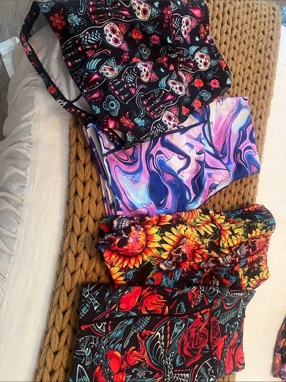CVG Vibrant Patterned shorts Bundle of 4 - Skull, Sunflower,Marble and cats